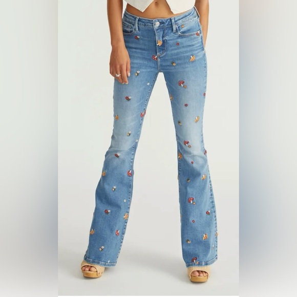 DRIFTWOOD Denim - Driftwood Farrah x Wonderland Embroidered Flare Leg Jeans Size 25 NWT